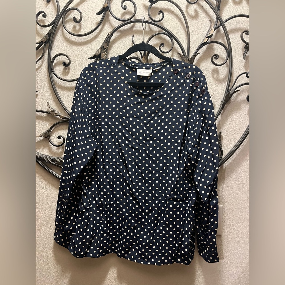 Blue and Crean Polka Dot Blouse